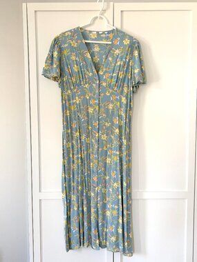 UNIQLO V-neck light blue summer midi dress (size L)